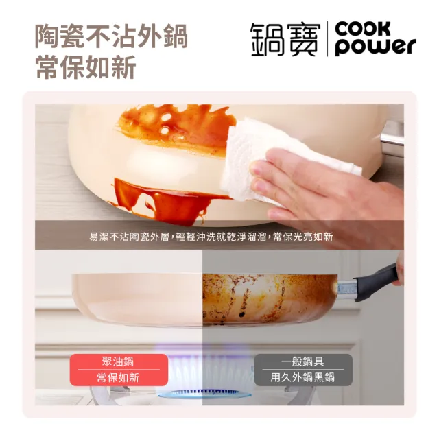 【CookPower 鍋寶】新升級煎大師聚油不沾炒鍋30cm-兩色選