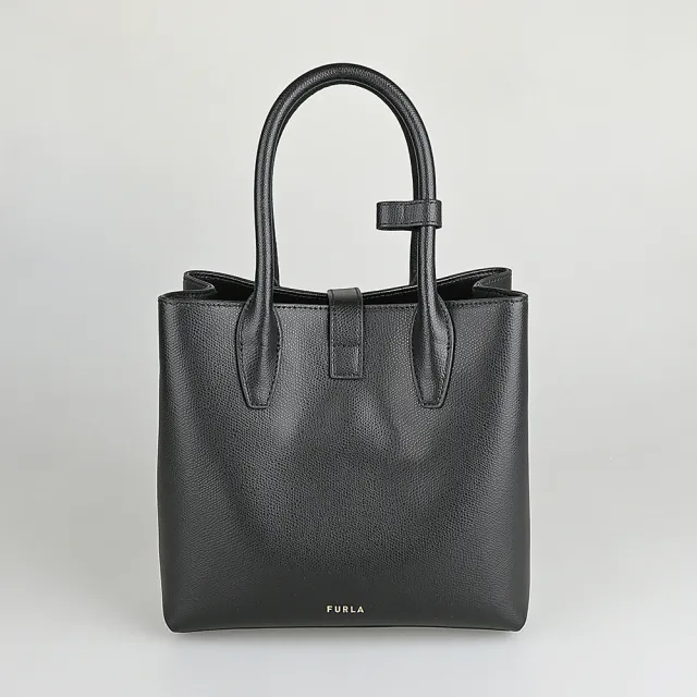 【FURLA 芙拉】FURLA精品小牛皮拱形鎖扣手提斜背包(小/黑)