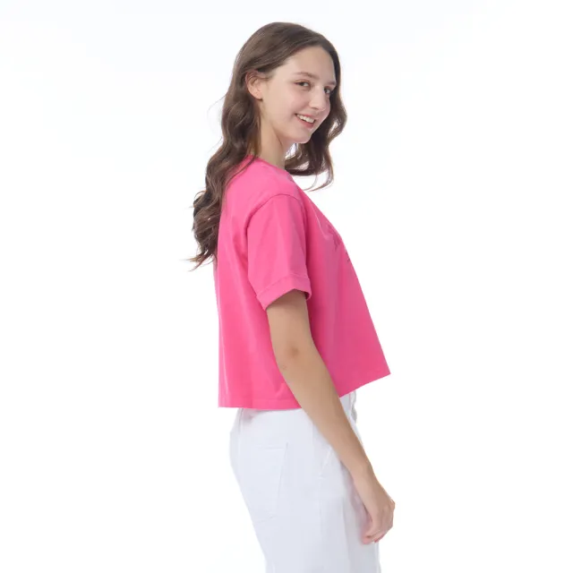 【NAUTICA】官方旗艦 女裝 經典字母印花短袖T恤(桃紅色)