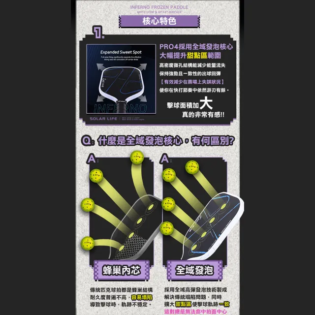 【Luzz】地獄火2.0急凍版 職業級雙認證匹克球拍 Inferno Frozen Pickleball 碳纖維 USAP認證 MPP發泡球拍