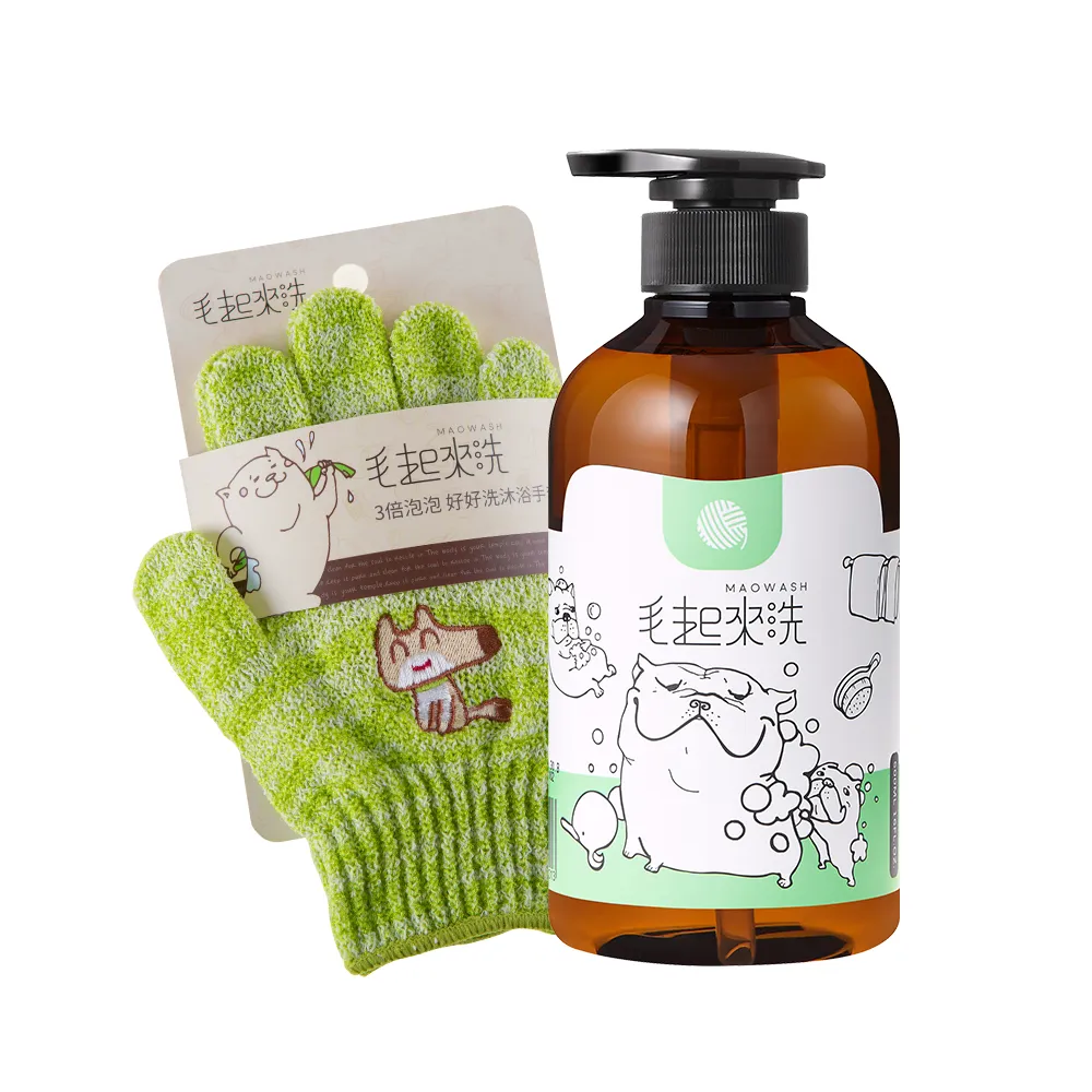 【MAOUP 毛起來】草本養護 癢癢退散寵物洗毛精汪汪專用500ml+3倍泡泡沐浴手套(狗洗毛精 狗沐浴乳)