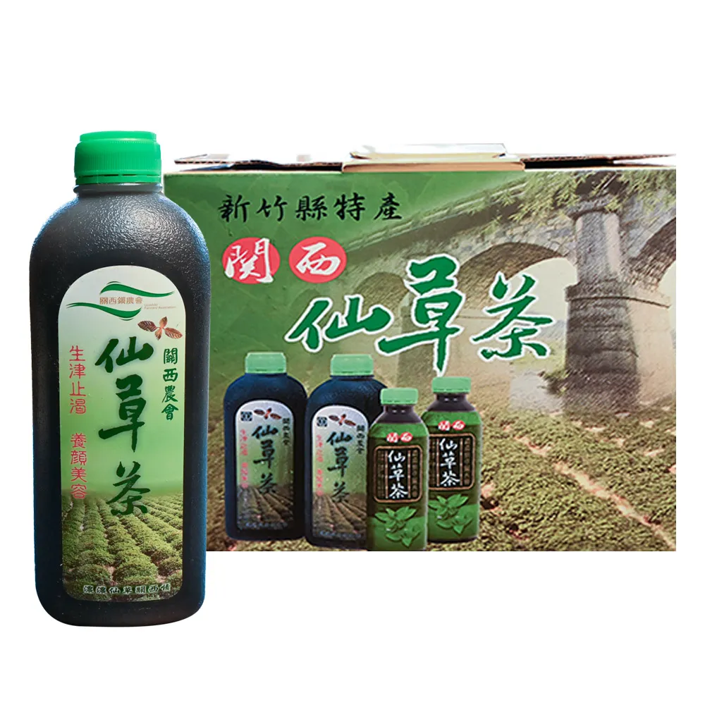 【農會】關西農會 美味仙草茶禮盒X1盒(960mlX6瓶/盒. 有糖配方) 伴手禮 年節禮盒