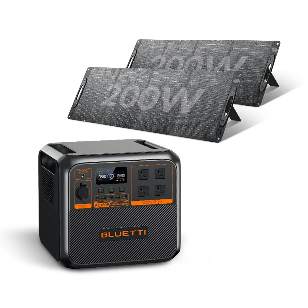 【BLUETTI】1800W電吉拉儲能電源+200W太陽能板+200W太陽能板(戶外行動電源／行動電站／移動電源／露營電源)