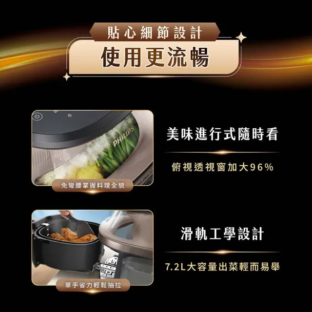 【Philips 飛利浦】抽UX20戰鬥陀螺_星視界Plus透視蒸氣海星氣炸鍋7.2L_NA547/07
