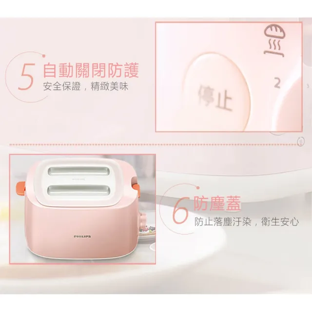 【Philips 飛利浦】抽UX20戰鬥陀螺_電子式智慧型烤麵包機/瑰蜜粉_HD2584/52