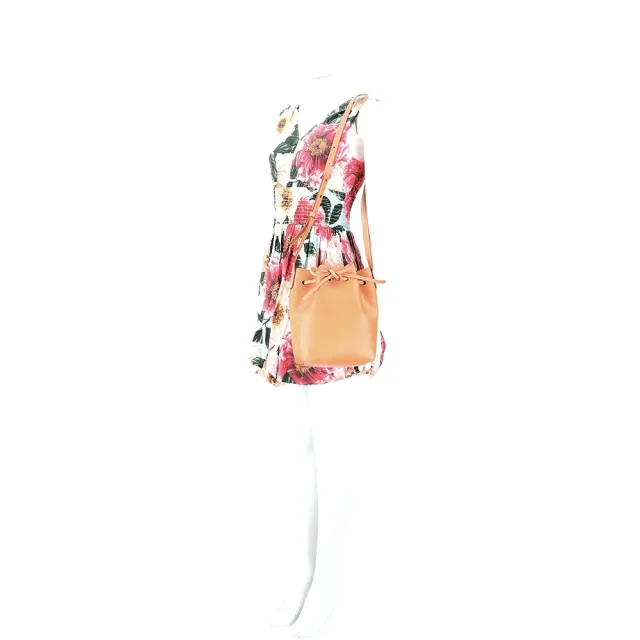 【MANSUR GAVRIEL】Bucket 植鞣小牛皮拼漆皮襯裡束口綁帶斜背水桶包(焦糖褐色 肩背 真皮)