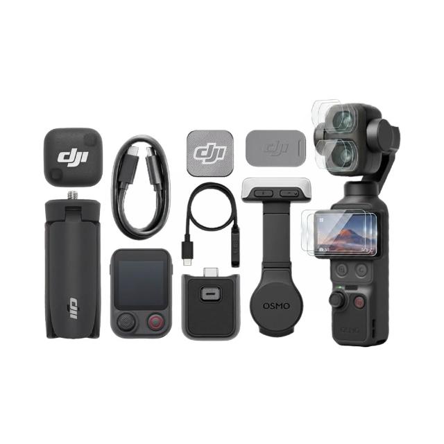 【DJI】Osmo Pocket 4P Vlog 套裝+雙鏡頭/後螢幕鋼化貼*3組入 (公司貨)