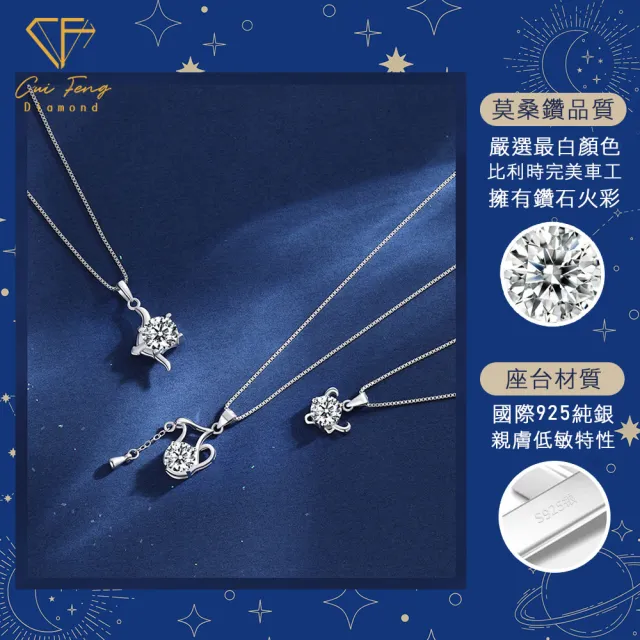 【CF Diamond】MOMO獨家12星座 雙11 1克拉項鍊 (莫桑鑽 射手座 天蠍座 戒指 手鍊 耳環 生日 禮物 鑽石)
