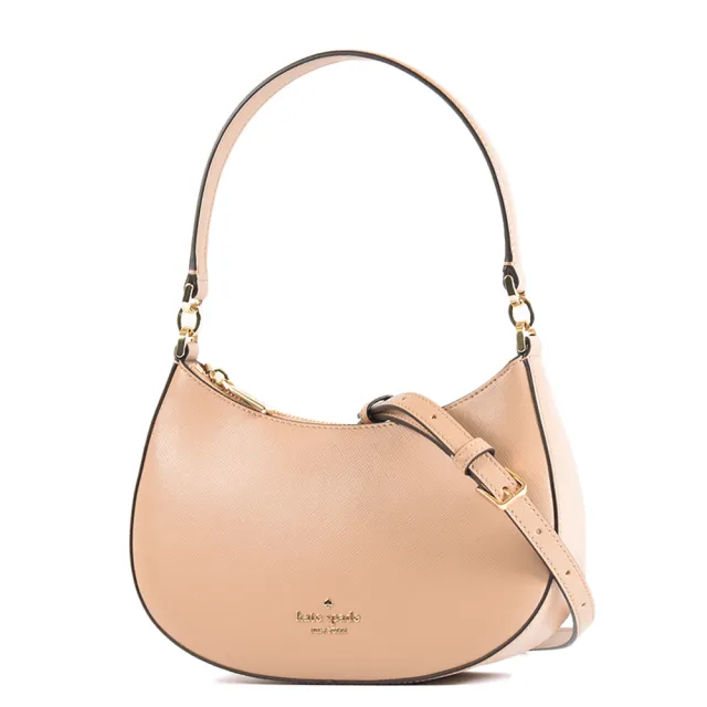 【KATE SPADE】Paige 十字紋防刮拉鍊肩背/斜背二用包-奶茶色/中