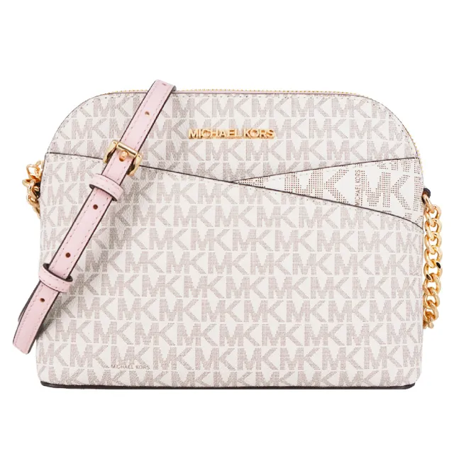 【Michael Kors】JET SET TRAVEL系列 防刮拚色皮革 金字 貝殼 斜背包 MK貝殼包(多色任選)