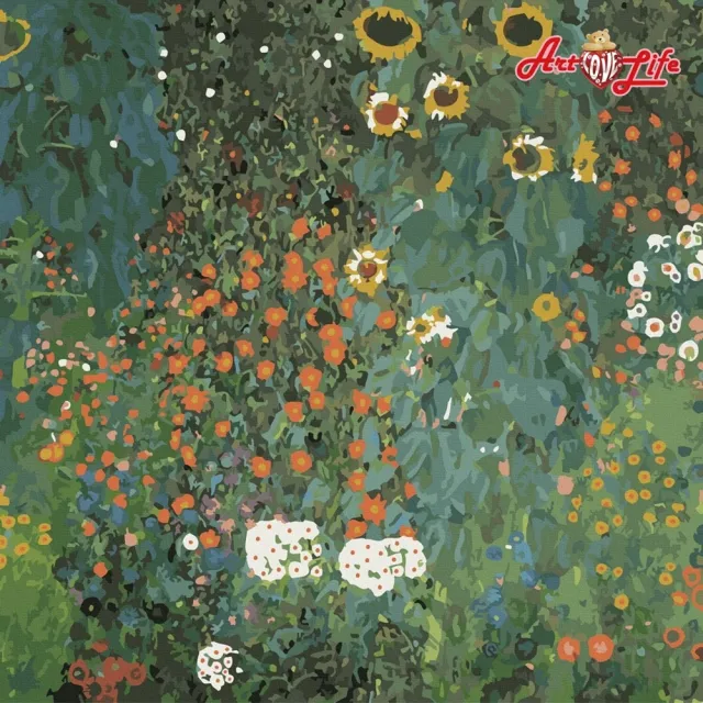 【ArtLife 藝術生活】55006 克林姆 向日葵花園 50*50CM(數字油畫 DIY數字油畫 畫畫玩具)