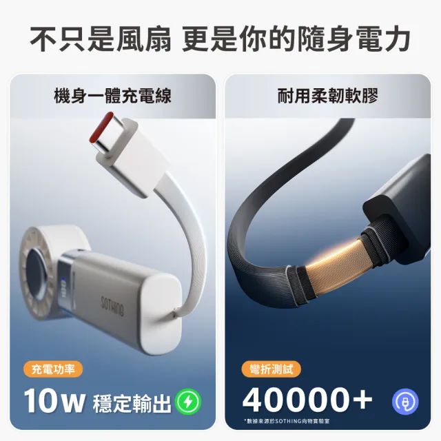 【SOTHING 向物】續航up!自帶線行動電源x折疊冰敷高速手持風扇 冰炫(5000mAh 可上飛機 掛脖 製冷 usb風扇)