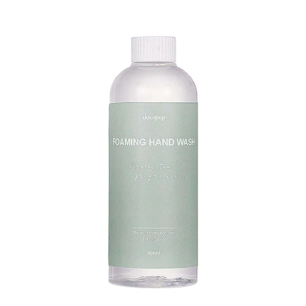 【decopop】抑菌洗手慕斯補充瓶-綠茶清香 400ml(洗手液/洗手乳/給皂機專用)