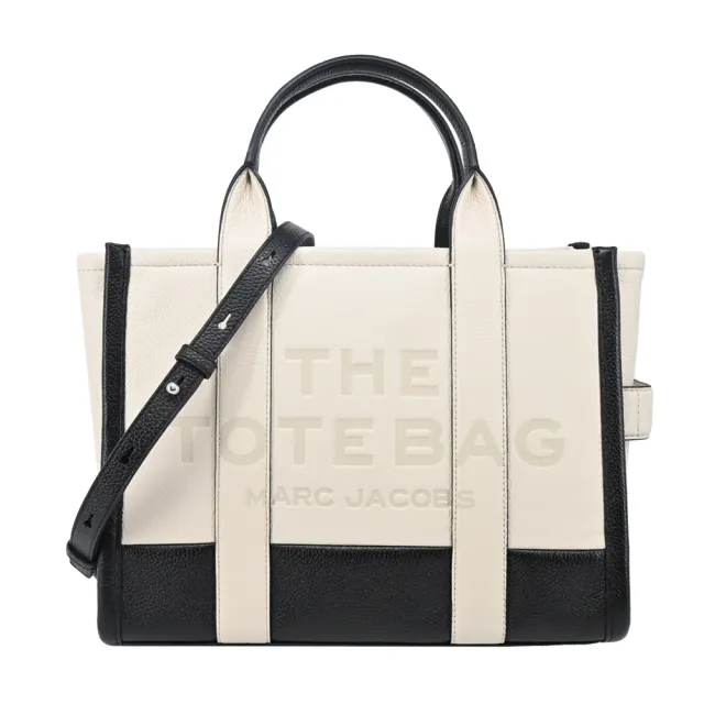 【MARC JACOBS】THE COLORBLOCK 荔枝紋撞色手提/斜背托特包(中/黑白)