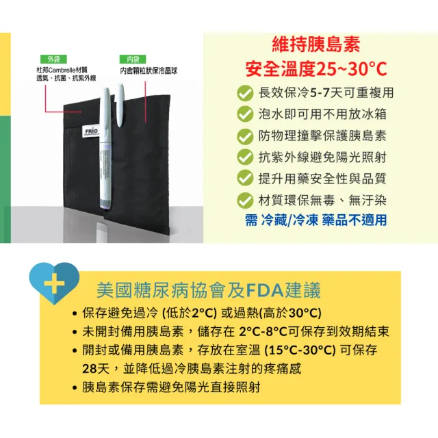 【FRiO 樂悠】胰島素專用保冷袋 旅行(W305/黑色)