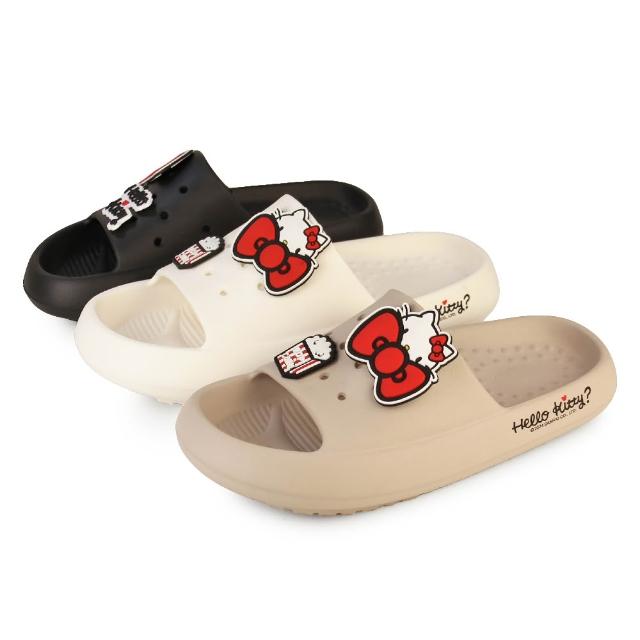【HELLO KITTY】凱蒂貓 防水拖鞋 雨鞋 防水 輕量 鞋釦 台灣製(卡其、白色、黑色)