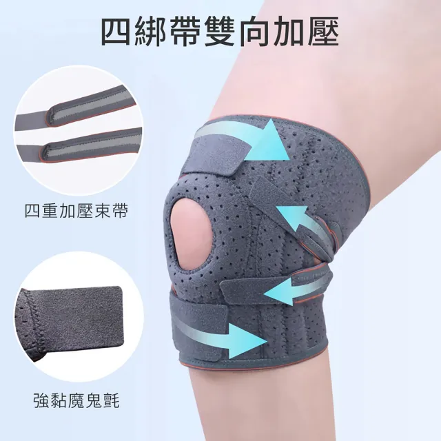 Sunmat 全透氣可調式運動護膝2入 加厚環狀墊圈 穩定支撐防滑吸汗 半月板髕骨護具 打球跑步登山