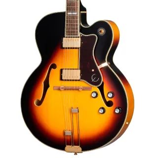 【Epiphone】電吉他 Broadway 雙雙 復古漸層色 全空心 爵士吉他 ( 商品保固有保障)
