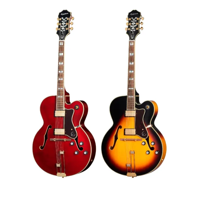 【Epiphone】電吉他 Broadway 雙雙 復古漸層色 全空心 爵士吉他 ( 商品保固有保障)