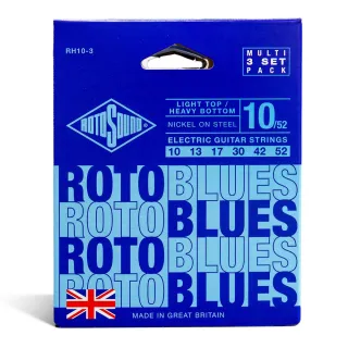 【ROTOSOUND】電吉他弦 10-52｜RH10｜鍍鎳電吉他弦｜三入組｜英國製造
