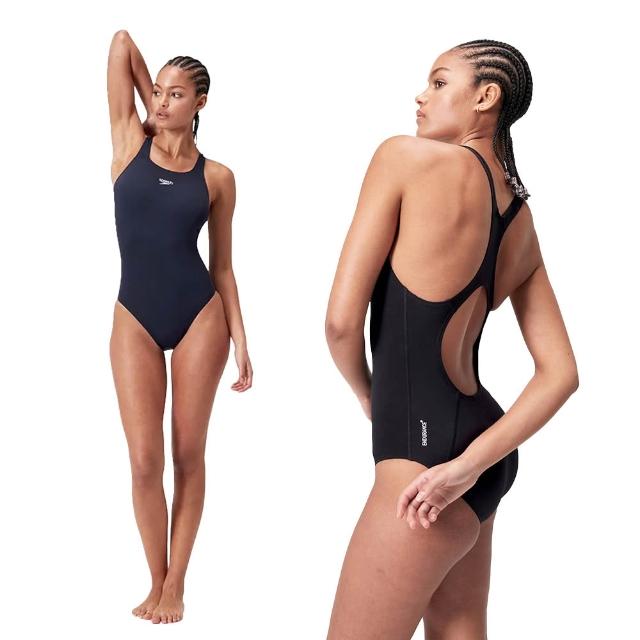 【SPEEDO】女 運動連身泳裝 Eco Endurance+ (黑/海軍藍)