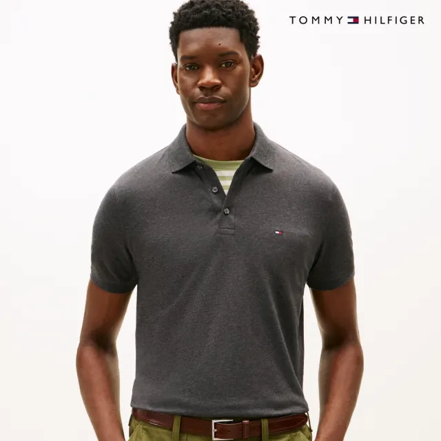 【TOMMY HILFIGER】官方旗艦館彈性修身 Polo 衫_灰色