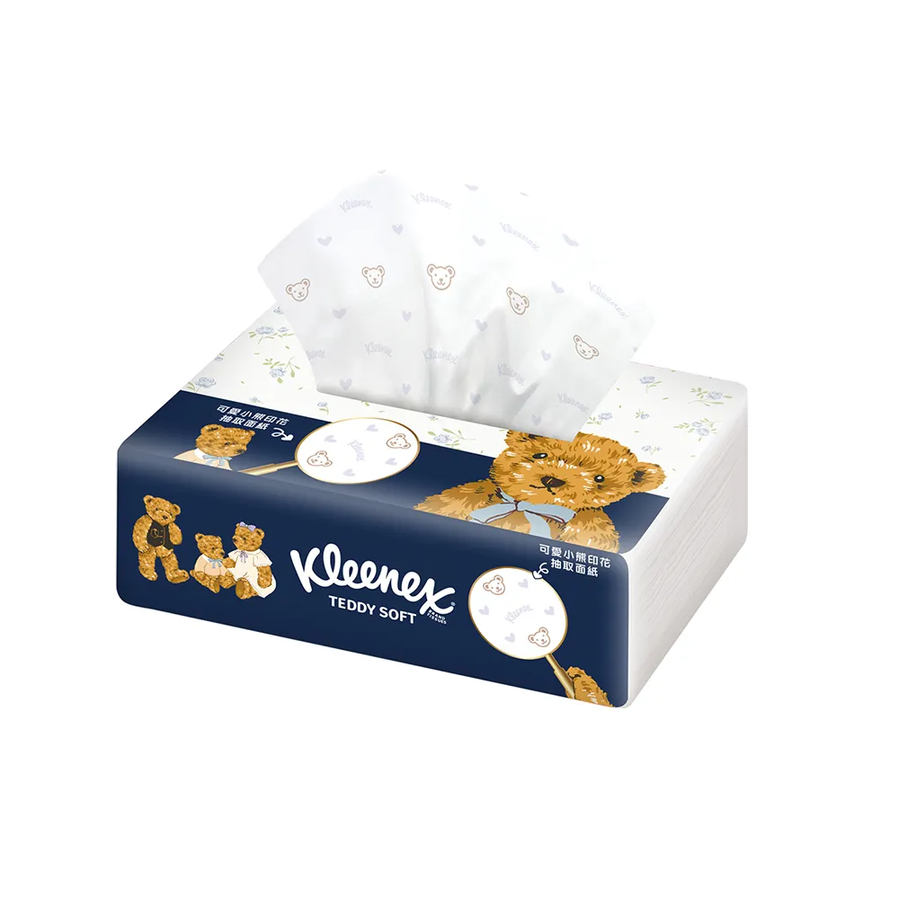 【Kleenex 舒潔】Teddy Soft小熊印花抽取面紙 100抽x6包