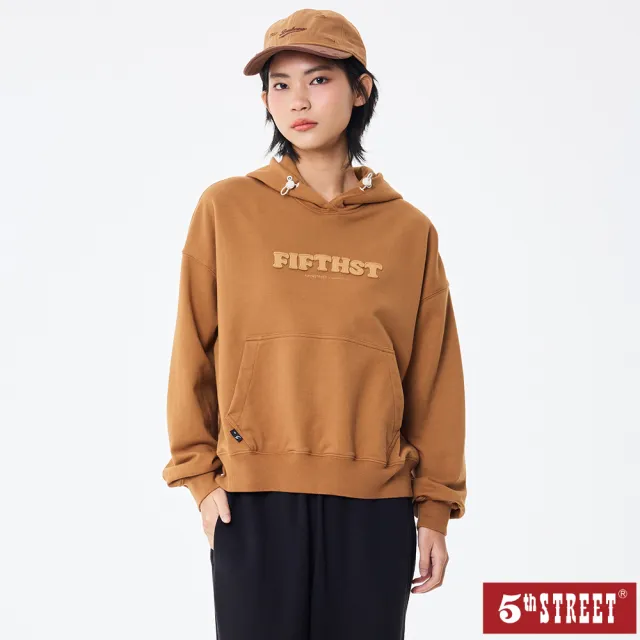 【5th STREET】女裝 長袖 帽t 連帽上衣 咖啡(560981)