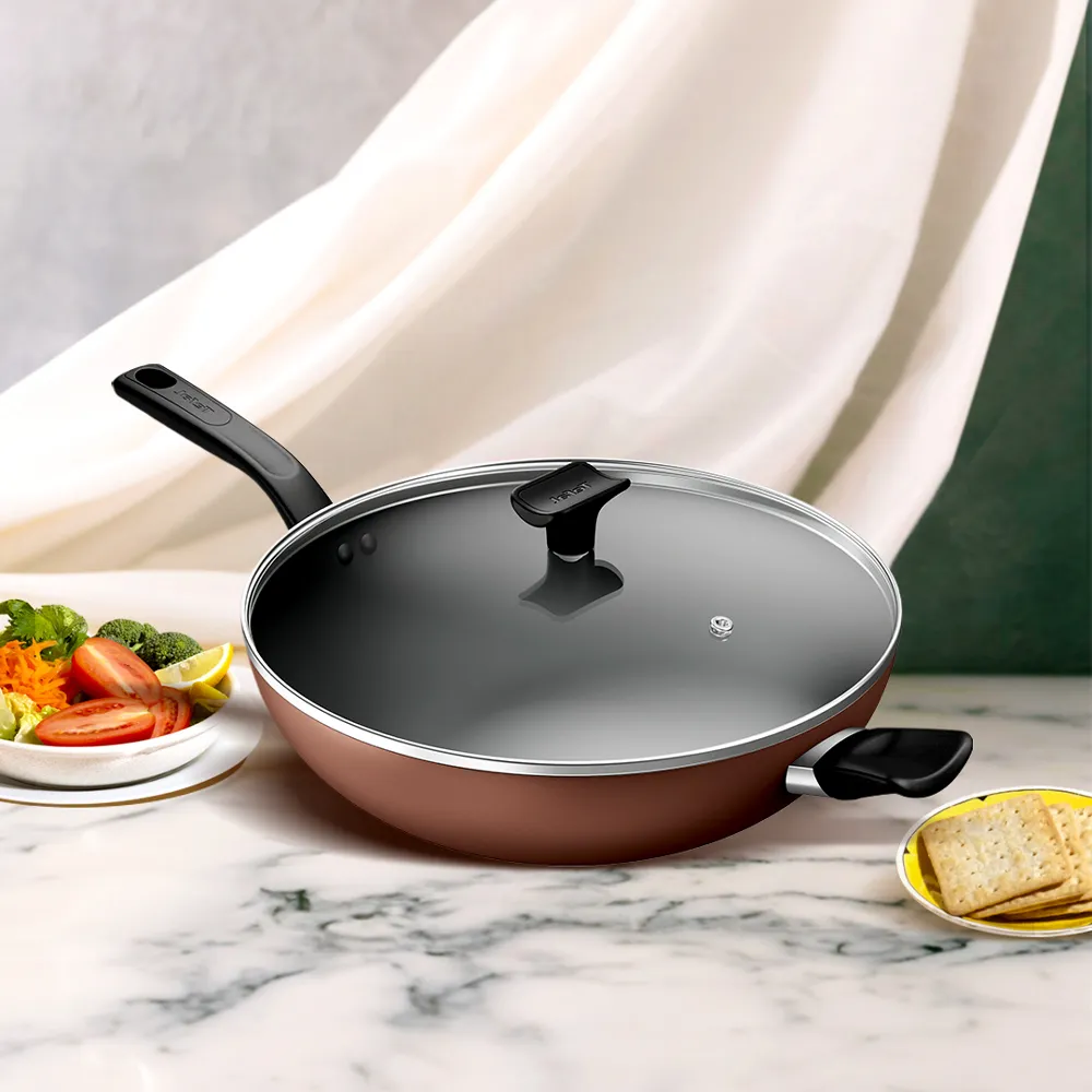 【Tefal 特福】momo獨家 Espresso醇火系列32CM不沾鍋炒鍋(加蓋)