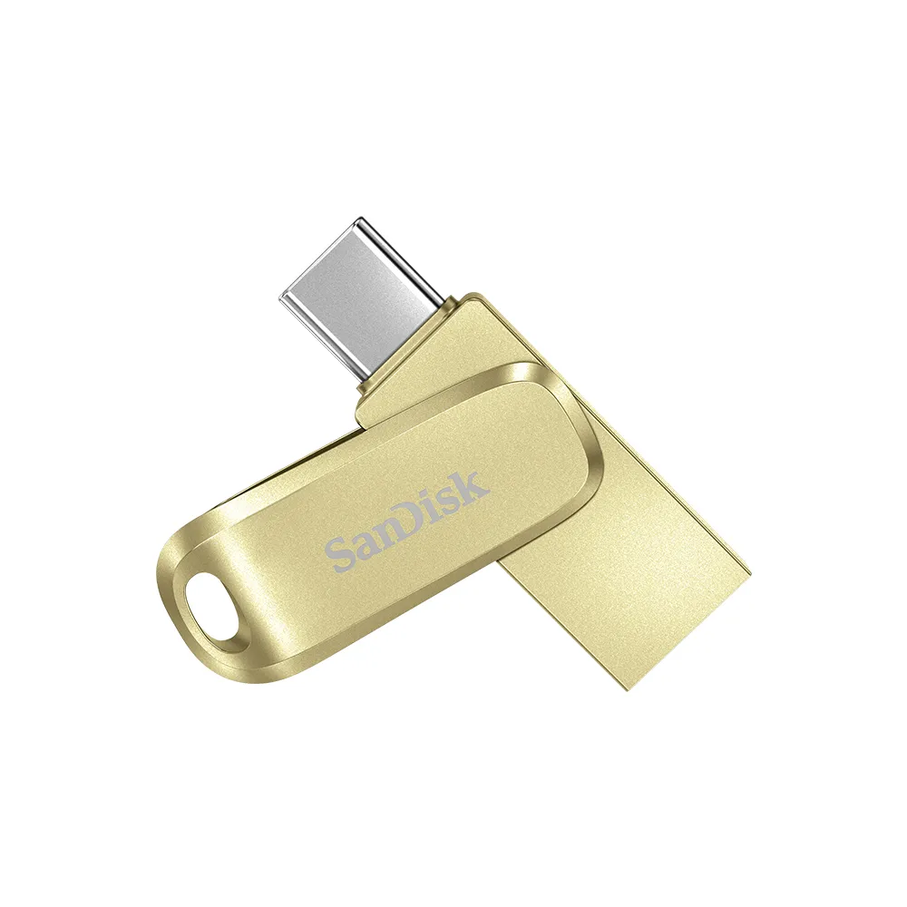 【SanDisk 晟碟】Ultra Luxe Type-C 雙用隨身碟金色128GB(公司貨)