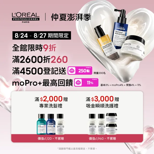 【L’OREAL 巴黎萊雅PRO】絲漾博飽和護色洗潤組(洗髮精+護髮乳/染後持色/護色/光澤)