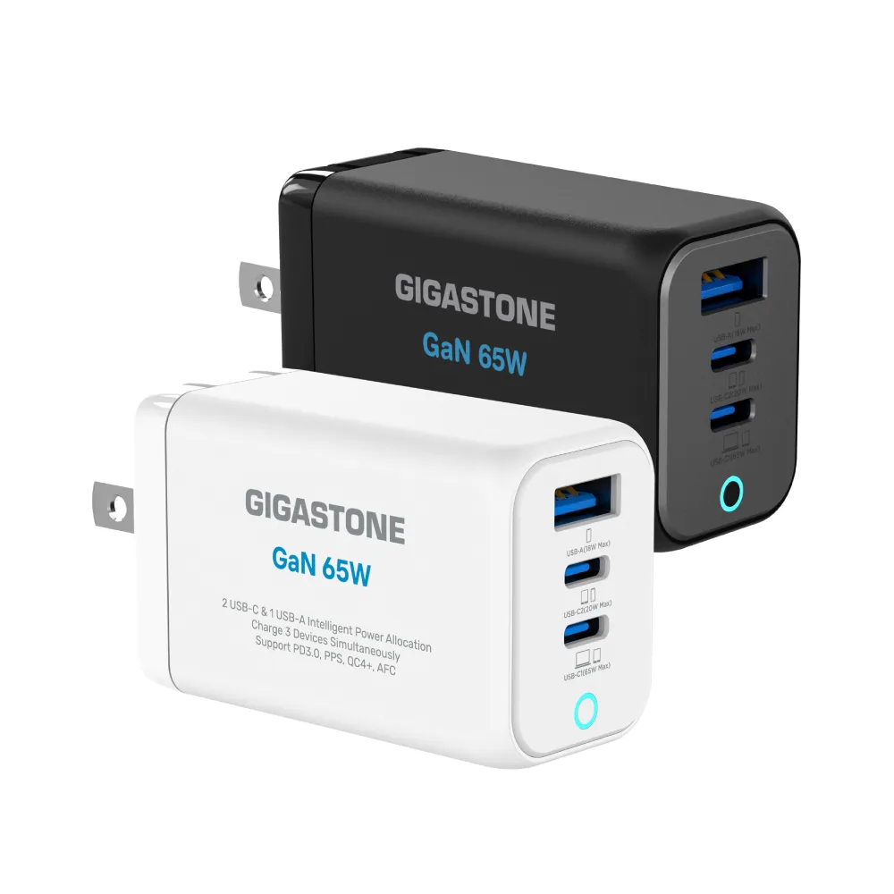【Gigastone 立達國際】(2入組) 65W GaN氮化鎵三孔USB-C快充充電器PD-7656(iPhone17/iPad/MacBook充電頭)