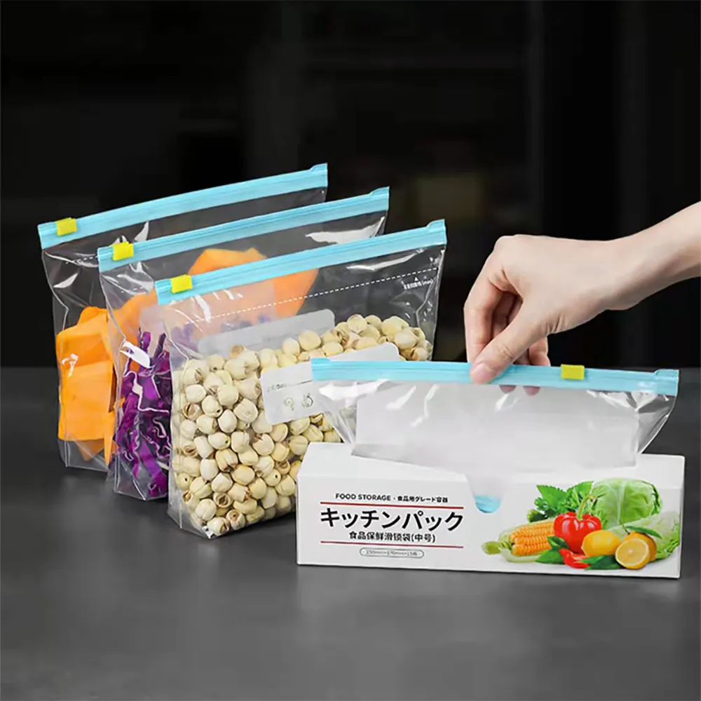 【Dagebeno荷生活】可重覆使用滑鎖式密封保鮮袋 加寬好拉防水防串味食物夾鏈袋(大號2盒)