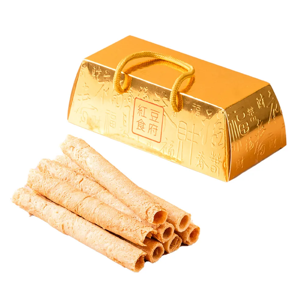 【紅豆食府】原味蛋捲金磚小提盒-6入/盒*4盒(過年送禮_禮盒_餅乾_禮盒_春節禮盒)