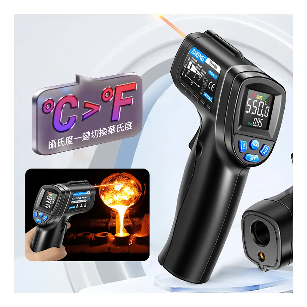 【ANTIAN】便攜非接觸式工業用測溫槍 紅外線料理用溫度計 油溫水溫空調測溫槍 烘焙溫度檢測器