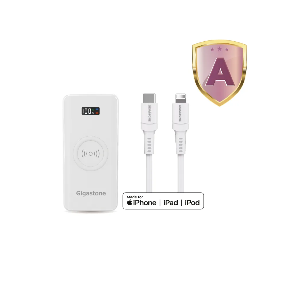 【Gigastone 立達國際】QP-10100W 10000mAh 3合1 15W 無線快充行動電源+蘋果快充線(37Wh/20W/iPhone14以下)