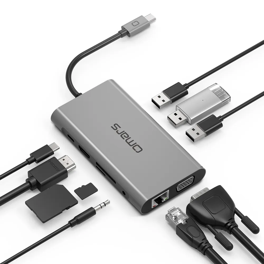 【Omars】OMHUBGY10PLX 十合一 Type-C HUB集線器(Type-C PD/HDMI 4K/VGA)