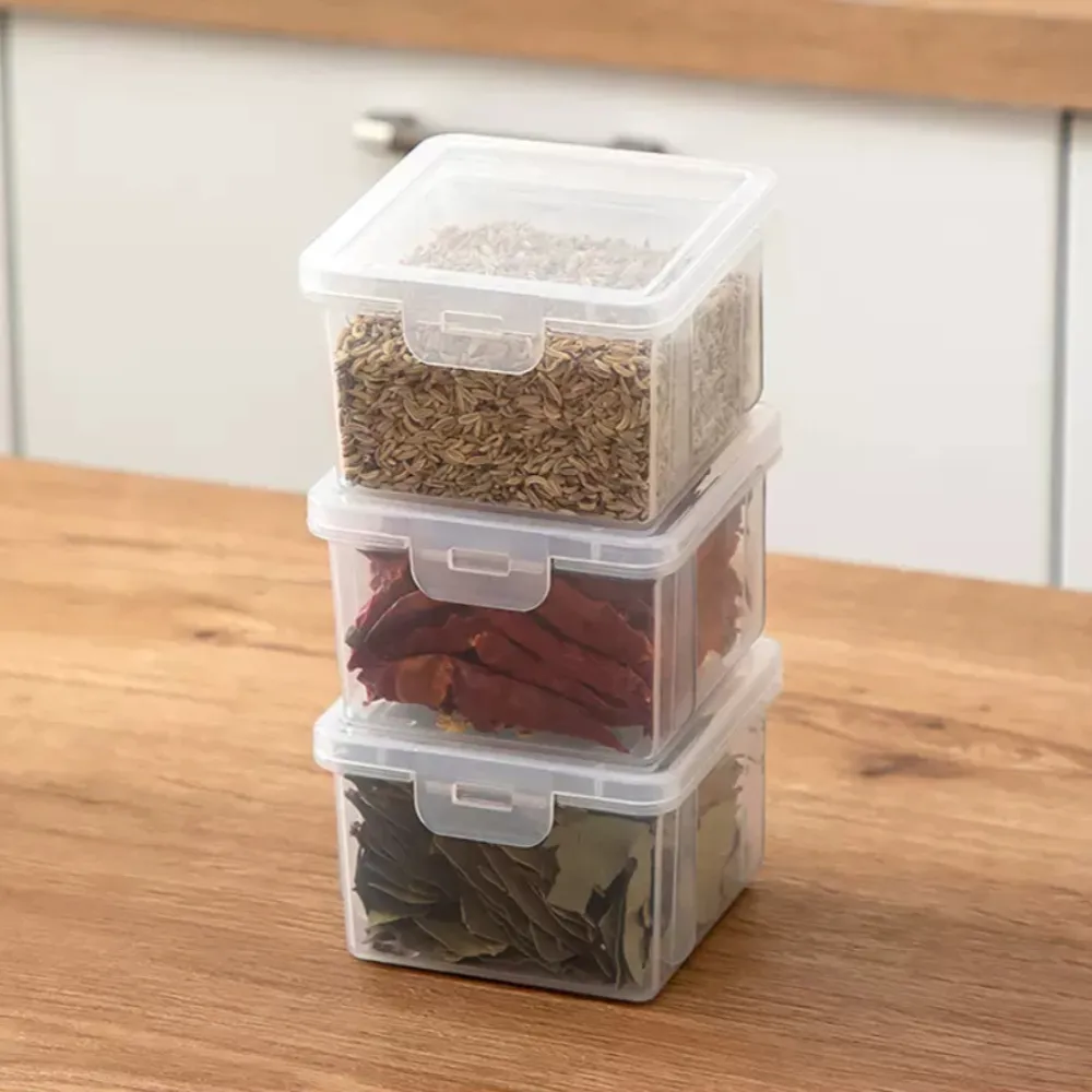 【Dagebeno荷生活】PP材質透明可疊加防潮防塵分裝盒 調味料義大利麵藥材保鮮盒(小號3入)