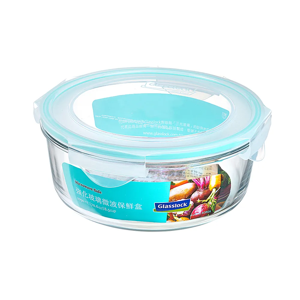 【Glasslock】強化玻璃微波保鮮盒 - 圓形2090ml