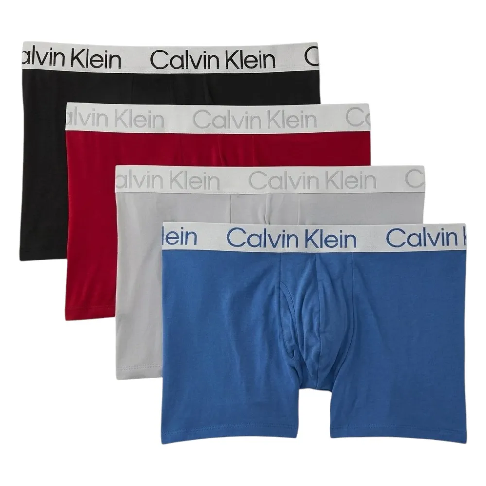 【CALVIN KLEIN】ck男內褲 超細纖維 舒適 快乾 四角內褲(超值 四件組)