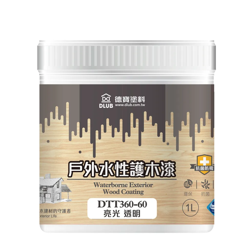 【特力屋】德寶 水性戶外護木漆 透明亮光 1L