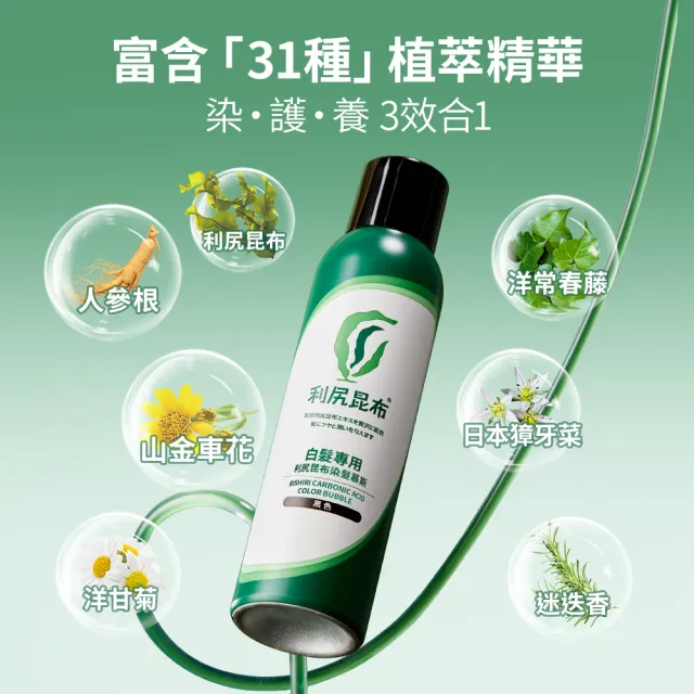 【Sastty】白髮專用利尻昆布染髮慕斯180gx2入(碳酸遮白/滋養頭皮/修護髮絲)