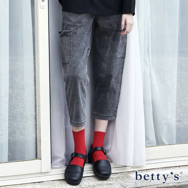【betty’s 貝蒂思】鬆緊抽繩腰頭工裝褲牛仔褲(共二色)