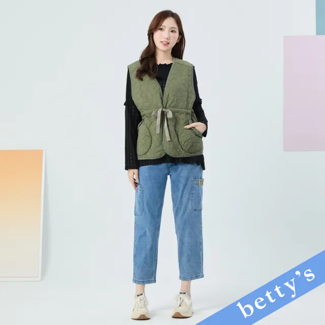 【betty’s 貝蒂思】鬆緊抽繩腰頭工裝褲牛仔褲(共二色)