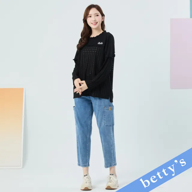 【betty’s 貝蒂思】鬆緊抽繩腰頭工裝褲牛仔褲(共二色)