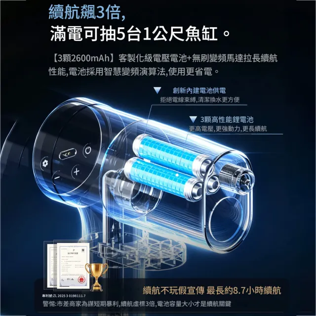 Loha 樂活家 電動魚缸換水神器 2000L/H大流量（8段調節 磁吸充電 全域密封防水 洗沙吸便抽水機）
