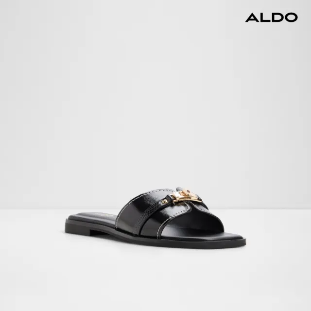 【ALDO】FRANCEA-俐落飾扣方頭涼拖鞋-女鞋(黑色)