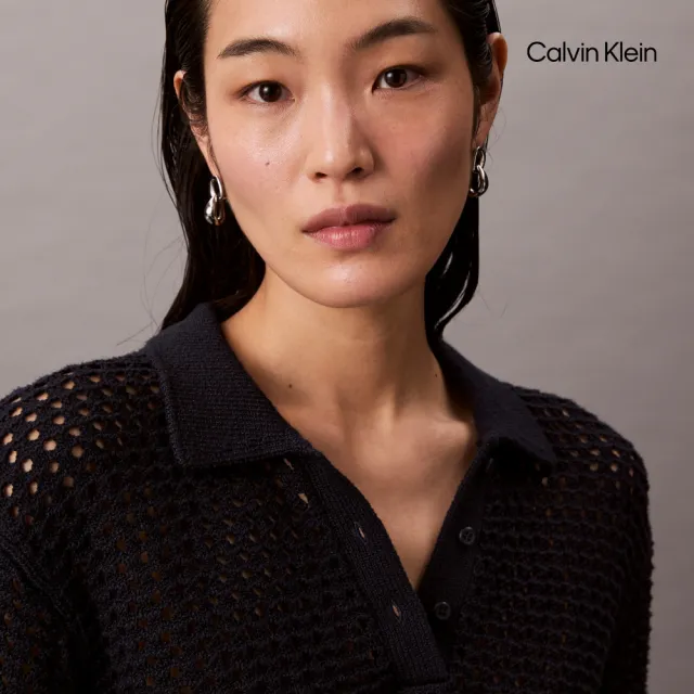 【CALVIN KLEIN】官方旗艦館CK 嶄新棉質洞洞針織毛衣_藍色