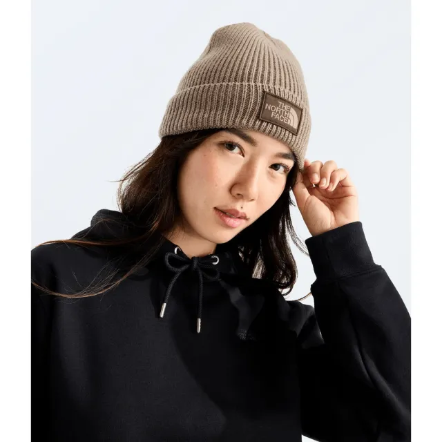 【The North Face】TNF 休閒 運動 保暖帽 毛帽 TNF LOGO BOX CUFFED BEANIE 男 女 淺棕 (NF0A8CHE2H9)