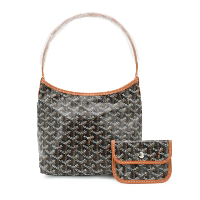 【GOYARD 高雅德】Mini Hobo 印花帆布肩背包(黑/棕)
